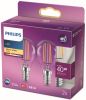 Philips Led Lamp Filament Set 2 Stuks Classic Lustre 827 P45 Cl E14 Fitting 4.3w Warm Wit 2700k Vervangt online kopen